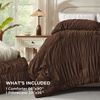 image:imageAndency Ruched Burgundy Queen Size Comforter Set Shabby Chic Pleated Bedding Sets 3 Pieces Lightweight Soft Boho Ruffle Bed Set for Girls Kids Women All SeasonBrown