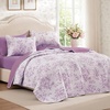 image:imageAndency Quilt King Size Black Flower Bedspread King Size 3 Pieces Soft Bedding Set Lightweight Coverlet Set for All Season with 2 Pillowcases 106x96White  Purple