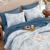 image:imageAndency Quilt King Size Black Flower Bedspread King Size 3 Pieces Soft Bedding Set Lightweight Coverlet Set for All Season with 2 Pillowcases 106x96White  Blue