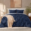 image:imageAndency TwinXL Pinch Pleat Comforter Set 68x923 Piece Lightweight Pintuck Bedding Comforters amp Sets Fluffy Down Alternative Comforter with 2 Pillow Shams for All SeasonWhiteNavy Blue