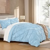 image:imageAndency TwinXL Pinch Pleat Comforter Set 68x923 Piece Lightweight Pintuck Bedding Comforters amp Sets Fluffy Down Alternative Comforter with 2 Pillow Shams for All SeasonWhiteLight Blue