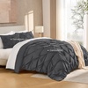image:imageAndency TwinXL Pinch Pleat Comforter Set 68x923 Piece Lightweight Pintuck Bedding Comforters amp Sets Fluffy Down Alternative Comforter with 2 Pillow Shams for All SeasonWhiteDark Gray