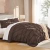 image:imageAndency TwinXL Pinch Pleat Comforter Set 68x923 Piece Lightweight Pintuck Bedding Comforters amp Sets Fluffy Down Alternative Comforter with 2 Pillow Shams for All SeasonWhiteBrown