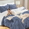 image:imageAndency TwinXL Pinch Pleat Comforter Set 68x923 Piece Lightweight Pintuck Bedding Comforters amp Sets Fluffy Down Alternative Comforter with 2 Pillow Shams for All SeasonWhiteDark Blue Grey