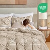 image:imageAndency TwinXL Pinch Pleat Comforter Set 68x923 Piece Lightweight Pintuck Bedding Comforters amp Sets Fluffy Down Alternative Comforter with 2 Pillow Shams for All SeasonWhiteKhaki