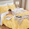 image:imageAndency TwinXL Pinch Pleat Comforter Set 68x923 Piece Lightweight Pintuck Bedding Comforters amp Sets Fluffy Down Alternative Comforter with 2 Pillow Shams for All SeasonWhiteYellow