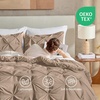 image:imageAndency TwinXL Pinch Pleat Comforter Set 68x923 Piece Lightweight Pintuck Bedding Comforters amp Sets Fluffy Down Alternative Comforter with 2 Pillow Shams for All SeasonWhiteTaupe