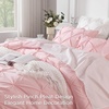 image:imageAndency TwinXL Pinch Pleat Comforter Set 68x923 Piece Lightweight Pintuck Bedding Comforters amp Sets Fluffy Down Alternative Comforter with 2 Pillow Shams for All SeasonWhitePink
