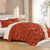 image:imageAndency TwinXL Pinch Pleat Comforter Set 68x923 Piece Lightweight Pintuck Bedding Comforters amp Sets Fluffy Down Alternative Comforter with 2 Pillow Shams for All SeasonWhiteTerracotta