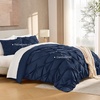 image:imageAndency TwinXL Pinch Pleat Comforter Set 68x923 Piece Lightweight Pintuck Bedding Comforters amp Sets Fluffy Down Alternative Comforter with 2 Pillow Shams for All SeasonWhiteNavy Blue