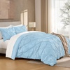 image:imageAndency TwinXL Pinch Pleat Comforter Set 68x923 Piece Lightweight Pintuck Bedding Comforters amp Sets Fluffy Down Alternative Comforter with 2 Pillow Shams for All SeasonWhiteLight Blue