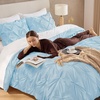 image:imageAndency TwinXL Pinch Pleat Comforter Set 68x923 Piece Lightweight Pintuck Bedding Comforters amp Sets Fluffy Down Alternative Comforter with 2 Pillow Shams for All SeasonWhiteLight Blue