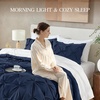image:imageAndency TwinXL Pinch Pleat Comforter Set 68x923 Piece Lightweight Pintuck Bedding Comforters amp Sets Fluffy Down Alternative Comforter with 2 Pillow Shams for All SeasonWhiteNavy Blue