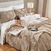image:imageAndency TwinXL Pinch Pleat Comforter Set 68x923 Piece Lightweight Pintuck Bedding Comforters amp Sets Fluffy Down Alternative Comforter with 2 Pillow Shams for All SeasonWhiteTaupe