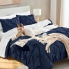 image:imageAndency TwinXL Pinch Pleat Comforter Set 68x923 Piece Lightweight Pintuck Bedding Comforters amp Sets Fluffy Down Alternative Comforter with 2 Pillow Shams for All SeasonWhiteNavy Blue