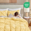 image:imageAndency TwinXL Pinch Pleat Comforter Set 68x923 Piece Lightweight Pintuck Bedding Comforters amp Sets Fluffy Down Alternative Comforter with 2 Pillow Shams for All SeasonWhiteYellow