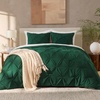 image:imageAndency TwinXL Pinch Pleat Comforter Set 68x923 Piece Lightweight Pintuck Bedding Comforters amp Sets Fluffy Down Alternative Comforter with 2 Pillow Shams for All SeasonWhiteDark Green
