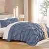 image:imageAndency TwinXL Pinch Pleat Comforter Set 68x923 Piece Lightweight Pintuck Bedding Comforters amp Sets Fluffy Down Alternative Comforter with 2 Pillow Shams for All SeasonWhiteDark Blue Grey