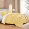 image:imageAndency TwinXL Pinch Pleat Comforter Set 68x923 Piece Lightweight Pintuck Bedding Comforters amp Sets Fluffy Down Alternative Comforter with 2 Pillow Shams for All SeasonWhiteYellow