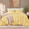 image:imageAndency TwinXL Pinch Pleat Comforter Set 68x923 Piece Lightweight Pintuck Bedding Comforters amp Sets Fluffy Down Alternative Comforter with 2 Pillow Shams for All SeasonWhiteYellow