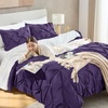 image:imageAndency TwinXL Pinch Pleat Comforter Set 68x923 Piece Lightweight Pintuck Bedding Comforters amp Sets Fluffy Down Alternative Comforter with 2 Pillow Shams for All SeasonWhitePurple