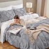 image:imageAndency TwinXL Pinch Pleat Comforter Set 68x923 Piece Lightweight Pintuck Bedding Comforters amp Sets Fluffy Down Alternative Comforter with 2 Pillow Shams for All SeasonWhiteSilver Gray