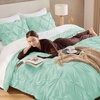 image:imageAndency TwinXL Pinch Pleat Comforter Set 68x923 Piece Lightweight Pintuck Bedding Comforters amp Sets Fluffy Down Alternative Comforter with 2 Pillow Shams for All SeasonWhiteMint Green