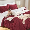 image:imageAndency TwinXL Pinch Pleat Comforter Set 68x923 Piece Lightweight Pintuck Bedding Comforters amp Sets Fluffy Down Alternative Comforter with 2 Pillow Shams for All SeasonWhiteBurgundy