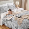 image:imageAndency TwinXL Pinch Pleat Comforter Set 68x923 Piece Lightweight Pintuck Bedding Comforters amp Sets Fluffy Down Alternative Comforter with 2 Pillow Shams for All SeasonWhiteLight Gray