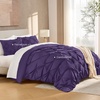 image:imageAndency TwinXL Pinch Pleat Comforter Set 68x923 Piece Lightweight Pintuck Bedding Comforters amp Sets Fluffy Down Alternative Comforter with 2 Pillow Shams for All SeasonWhitePurple