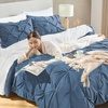 image:imageAndency TwinXL Pinch Pleat Comforter Set 68x923 Piece Lightweight Pintuck Bedding Comforters amp Sets Fluffy Down Alternative Comforter with 2 Pillow Shams for All SeasonWhiteOcean Blue