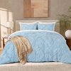 image:imageAndency TwinXL Pinch Pleat Comforter Set 68x923 Piece Lightweight Pintuck Bedding Comforters amp Sets Fluffy Down Alternative Comforter with 2 Pillow Shams for All SeasonWhiteLight Blue