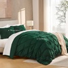 image:imageAndency TwinXL Pinch Pleat Comforter Set 68x923 Piece Lightweight Pintuck Bedding Comforters amp Sets Fluffy Down Alternative Comforter with 2 Pillow Shams for All SeasonWhiteDark Green