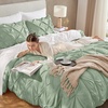 image:imageAndency TwinXL Pinch Pleat Comforter Set 68x923 Piece Lightweight Pintuck Bedding Comforters amp Sets Fluffy Down Alternative Comforter with 2 Pillow Shams for All SeasonWhiteSage Green