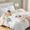 image:imageAndency TwinXL Pinch Pleat Comforter Set 68x923 Piece Lightweight Pintuck Bedding Comforters amp Sets Fluffy Down Alternative Comforter with 2 Pillow Shams for All SeasonWhiteWhite