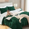 image:imageAndency TwinXL Pinch Pleat Comforter Set 68x923 Piece Lightweight Pintuck Bedding Comforters amp Sets Fluffy Down Alternative Comforter with 2 Pillow Shams for All SeasonWhiteDark Green