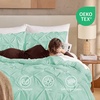 image:imageAndency TwinXL Pinch Pleat Comforter Set 68x923 Piece Lightweight Pintuck Bedding Comforters amp Sets Fluffy Down Alternative Comforter with 2 Pillow Shams for All SeasonWhiteMint Green