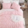 image:imageAndency TwinXL Pinch Pleat Comforter Set 68x923 Piece Lightweight Pintuck Bedding Comforters amp Sets Fluffy Down Alternative Comforter with 2 Pillow Shams for All SeasonWhitePink