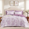 image:imageAndency Quilt King Size Black Flower Bedspread King Size 3 Pieces Soft Bedding Set Lightweight Coverlet Set for All Season with 2 Pillowcases 106x96White  Purple