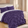 image:imageAndency TwinXL Pinch Pleat Comforter Set 68x923 Piece Lightweight Pintuck Bedding Comforters amp Sets Fluffy Down Alternative Comforter with 2 Pillow Shams for All SeasonWhitePurple