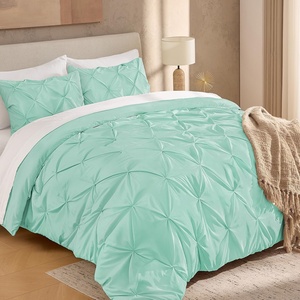 image:imageAndency TwinXL Pinch Pleat Comforter Set 68x923 Piece Lightweight Pintuck Bedding Comforters amp Sets Fluffy Down Alternative Comforter with 2 Pillow Shams for All SeasonWhiteMint Green