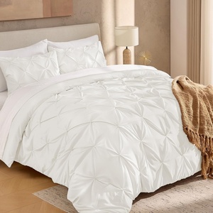image:imageAndency TwinXL Pinch Pleat Comforter Set 68x923 Piece Lightweight Pintuck Bedding Comforters amp Sets Fluffy Down Alternative Comforter with 2 Pillow Shams for All SeasonWhiteIvory