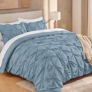 image:imageAndency TwinXL Pinch Pleat Comforter Set 68x923 Piece Lightweight Pintuck Bedding Comforters amp Sets Fluffy Down Alternative Comforter with 2 Pillow Shams for All SeasonWhiteGrayish Blue