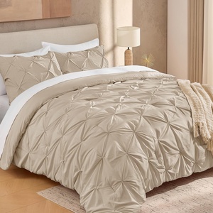 image:imageAndency TwinXL Pinch Pleat Comforter Set 68x923 Piece Lightweight Pintuck Bedding Comforters amp Sets Fluffy Down Alternative Comforter with 2 Pillow Shams for All SeasonWhiteKhaki
