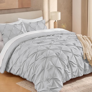 image:imageAndency TwinXL Pinch Pleat Comforter Set 68x923 Piece Lightweight Pintuck Bedding Comforters amp Sets Fluffy Down Alternative Comforter with 2 Pillow Shams for All SeasonWhiteLight Gray