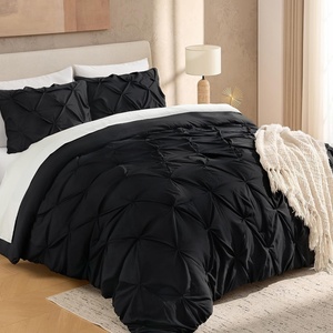 image:imageAndency TwinXL Pinch Pleat Comforter Set 68x923 Piece Lightweight Pintuck Bedding Comforters amp Sets Fluffy Down Alternative Comforter with 2 Pillow Shams for All SeasonWhiteBlack