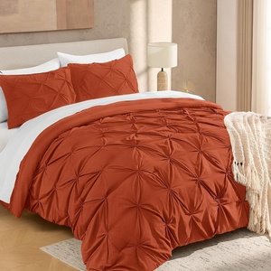image:imageAndency TwinXL Pinch Pleat Comforter Set 68x923 Piece Lightweight Pintuck Bedding Comforters amp Sets Fluffy Down Alternative Comforter with 2 Pillow Shams for All SeasonWhiteTerracotta