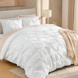 image:imageAndency TwinXL Pinch Pleat Comforter Set 68x923 Piece Lightweight Pintuck Bedding Comforters amp Sets Fluffy Down Alternative Comforter with 2 Pillow Shams for All SeasonWhiteWhite