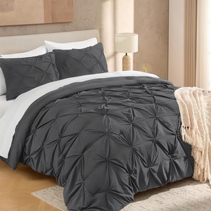 image:imageAndency TwinXL Pinch Pleat Comforter Set 68x923 Piece Lightweight Pintuck Bedding Comforters amp Sets Fluffy Down Alternative Comforter with 2 Pillow Shams for All SeasonWhiteDark Gray