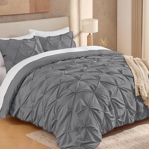 image:imageAndency TwinXL Pinch Pleat Comforter Set 68x923 Piece Lightweight Pintuck Bedding Comforters amp Sets Fluffy Down Alternative Comforter with 2 Pillow Shams for All SeasonWhiteMedium Gray